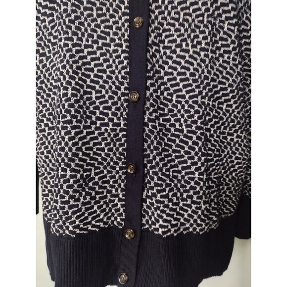 Ann Taylor Button Up Cardigan Sweater L Navy Viscose Office Lightweight Preppy - Picture 3 of 9